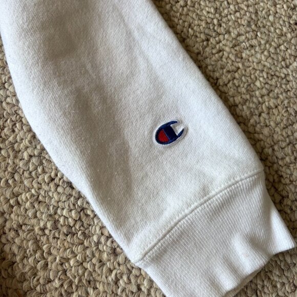 Vintage Champion Reverse Weave Sweatshirt | White | Rare Puffy Yellow Logo - Picture 7 of 12